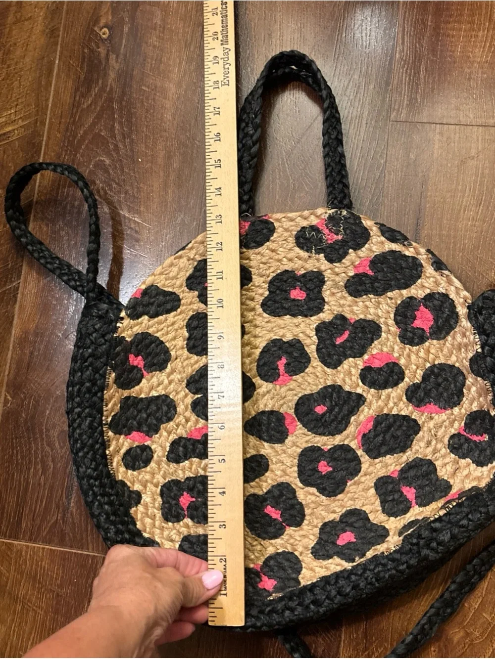 Kumo Crossbody Tote Leopard Animal - Fushia Black Natural Jute Bag by Shiraleah